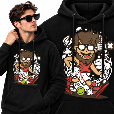 BLUZA Z KAPTUREM  ANIMOWANA   HIPSTER TENNIS PLAYER